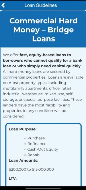 Loan guidelines CB